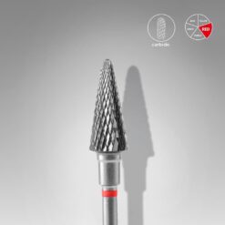 Staleks – Carbide nail drill bit cone red EXPERT head diameter 6 mm / working part 14 mm