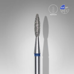 Diamond nail drill bit pointed flame blue EXPERT head diameter 2,1 mm / working part 8 mm