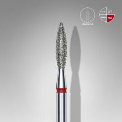 Diamond nail drill bit flame red EXPERT head diameter 2,3 mm / working part 10 mm