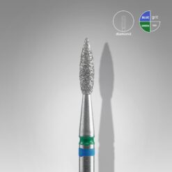 Diamond nail drill bit DUO flame blue-green EXPERT head diameter 2,1 mm / working part 8 mm