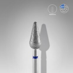 Diamond nail drill bit rounded pear blue EXPERT head diameter 5 mm / working part 12 mm